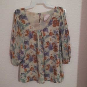 Multicolored, cold-shoulder blouse